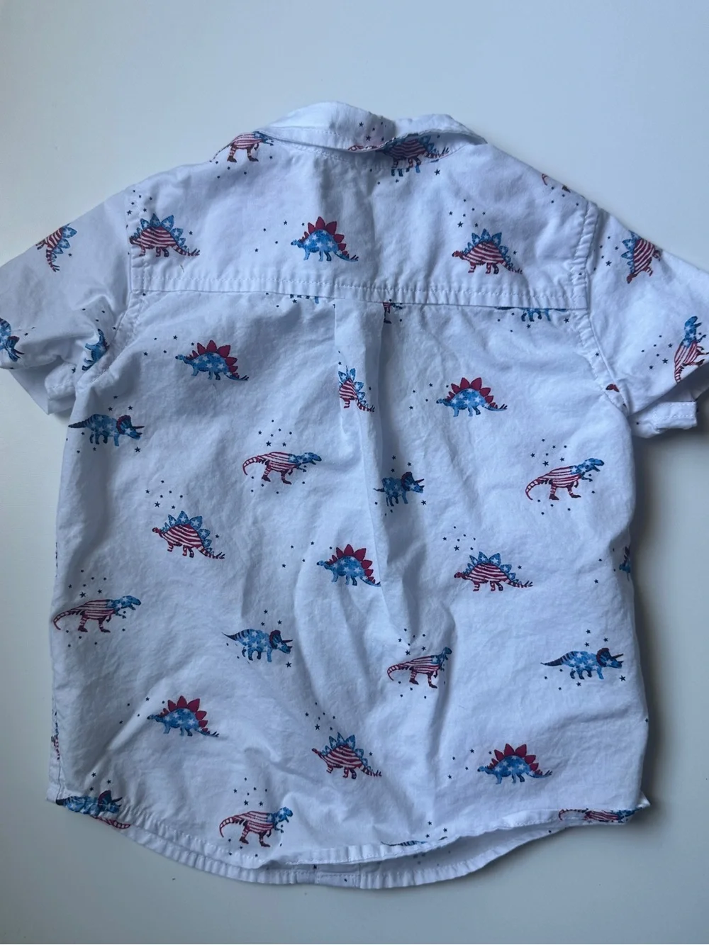 The Children’s Place Patriotic American Dinosaurs White Button Down Shirt 2T